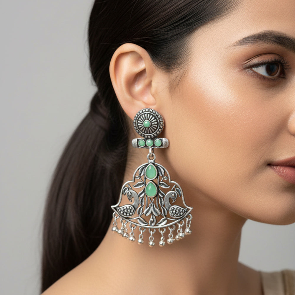 Peacock Pataka Dangler Earring (Pista)