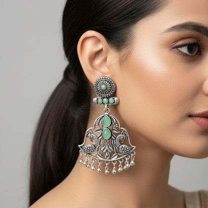 Peacock Pataka Dangler Earring (Pista)