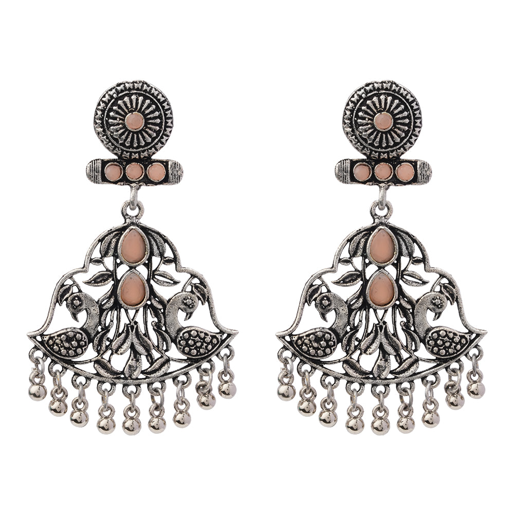 Peacock Pataka Dangler Earring (Light Orange)