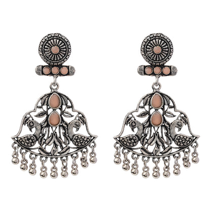 Peacock Pataka Dangler Earring (Light Orange)