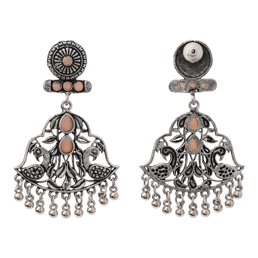 Peacock Pataka Dangler Earring (Light Orange)