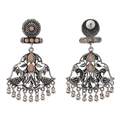 Peacock Pataka Dangler Earring (Light Orange)