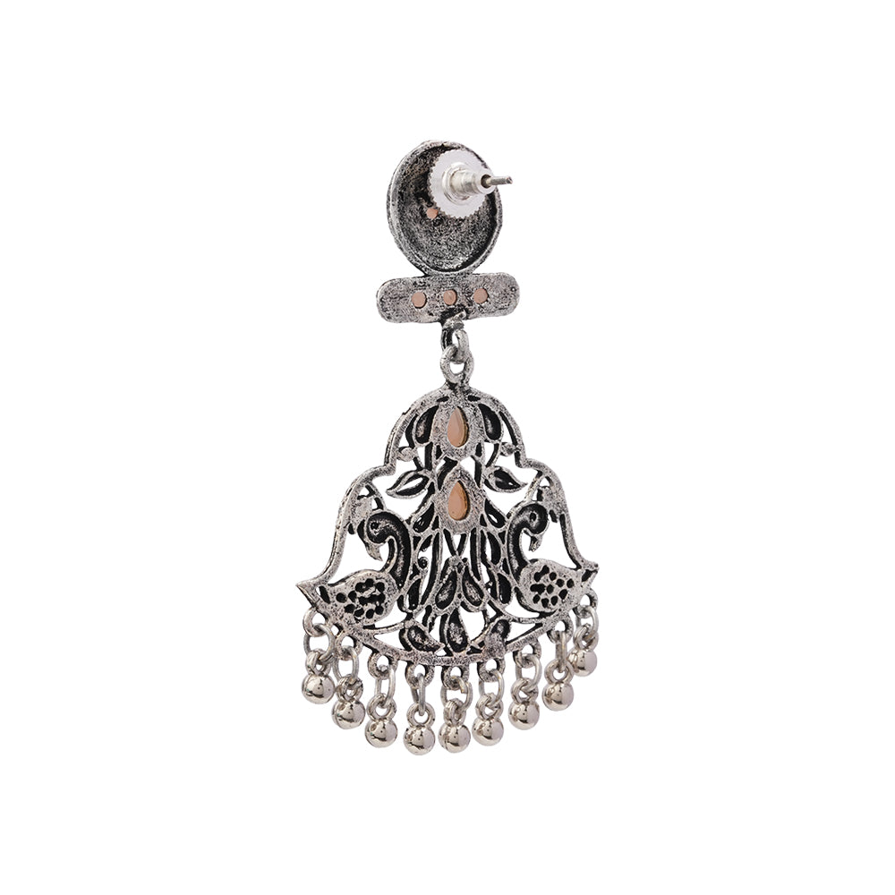 Peacock Pataka Dangler Earring (Light Orange)