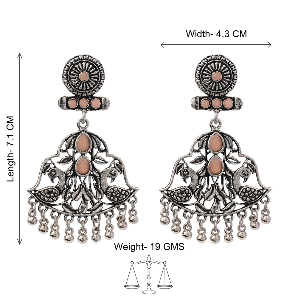 Peacock Pataka Dangler Earring (Light Orange)