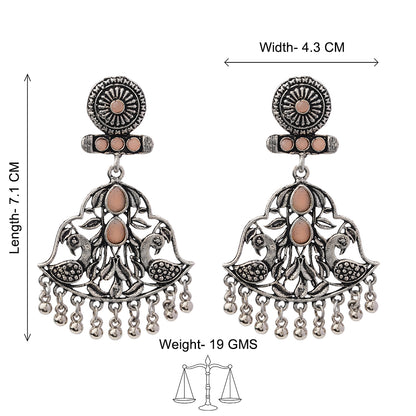 Peacock Pataka Dangler Earring (Light Orange)