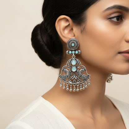 Peacock Pataka Dangler Earring (Mint)