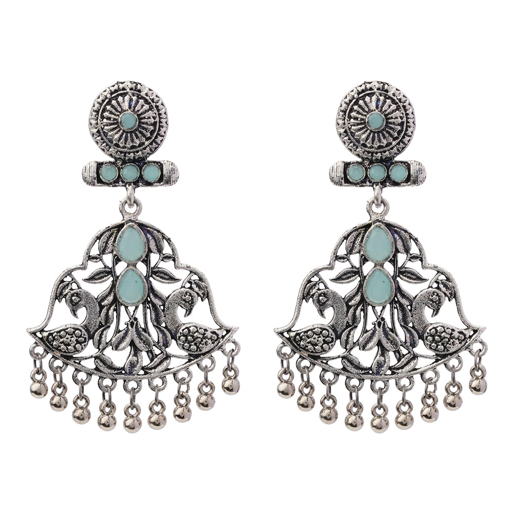 Peacock Pataka Dangler Earring (Mint)