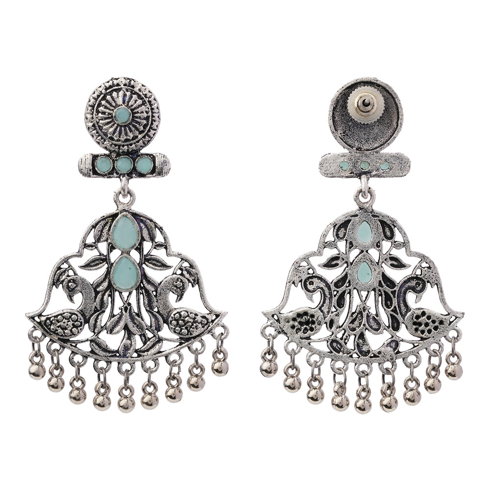 Peacock Pataka Dangler Earring (Mint)