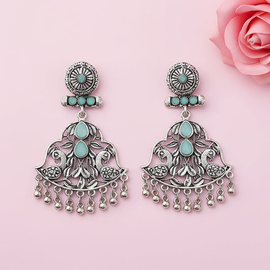 Peacock Pataka Dangler Earring (Mint)