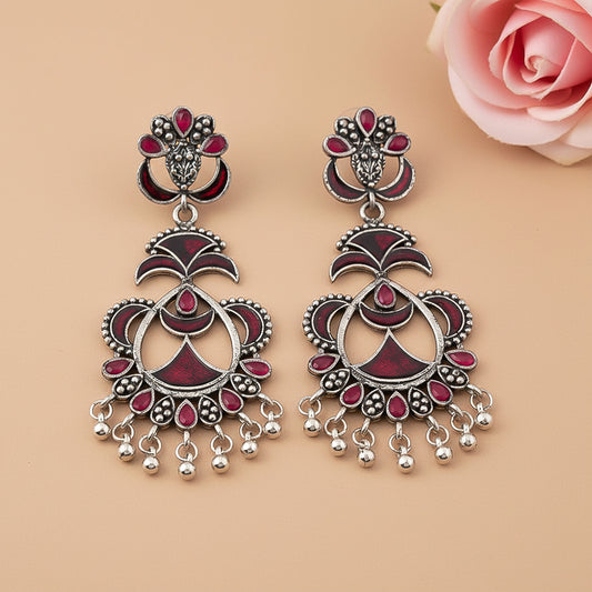Magical Meenakari Dangler Earring (Red)