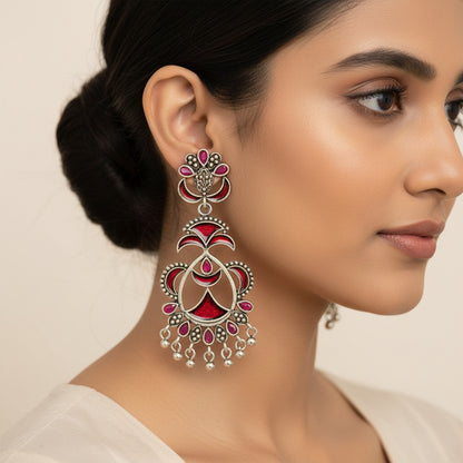 Magical Meenakari Dangler Earring (Red)