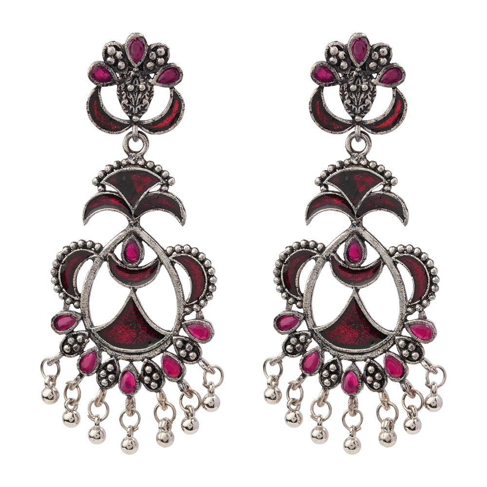 Magical Meenakari Dangler Earring (Red)