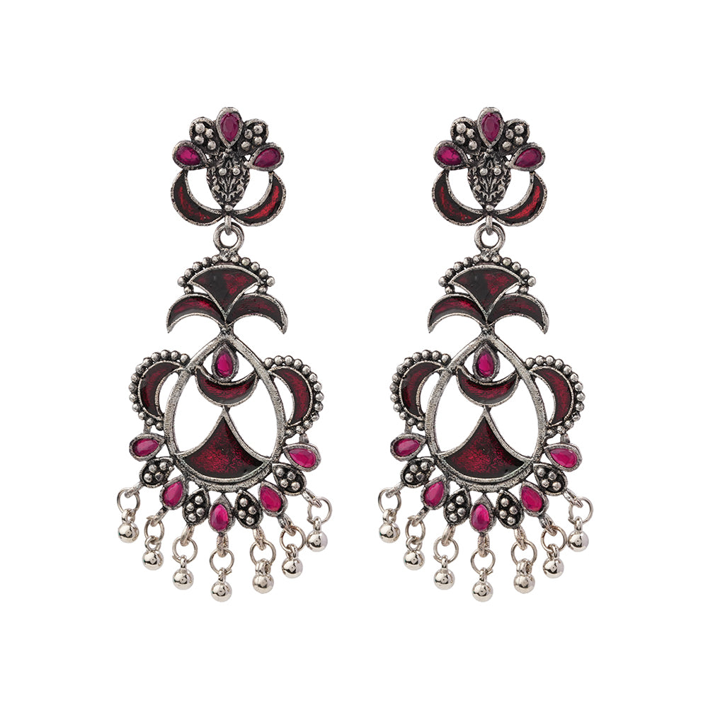 Magical Meenakari Dangler Earring (Red)