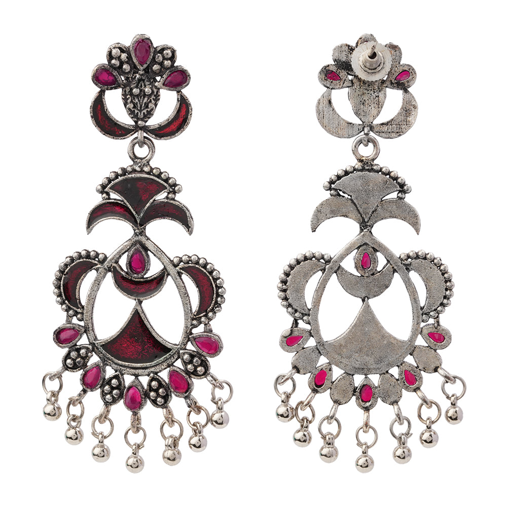 Magical Meenakari Dangler Earring (Red)