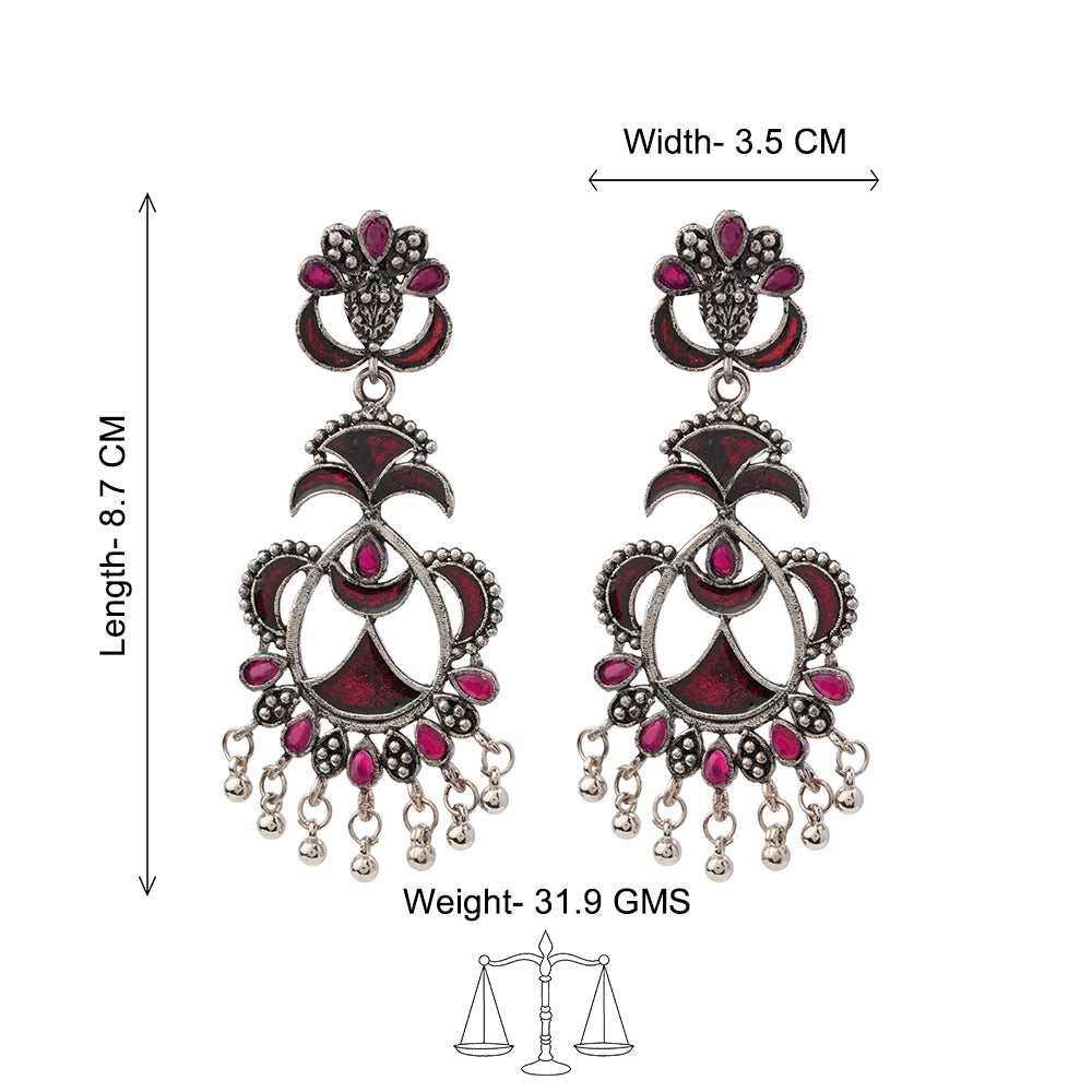Magical Meenakari Dangler Earring (Red)