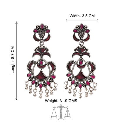 Magical Meenakari Dangler Earring (Red)