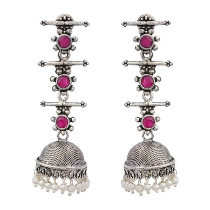 Dazzle Dash Jhumki earring (Green) Royal Triple Bell Layered Jhumka Earring (Red) Combo set