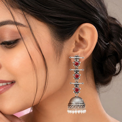 Carved Charm Dangler earrings & Royal Triple Bell Layered Jhumka Earring Combo set