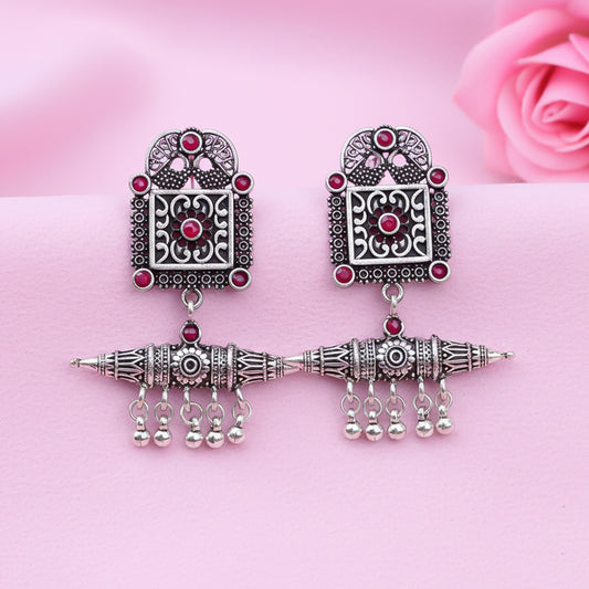 Chakor swirls Gunghroo Dangler earring (Red)