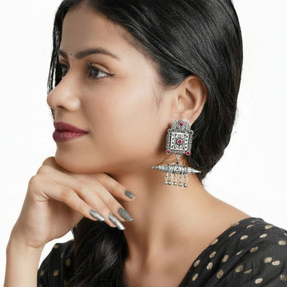 Chakor swirls Gunghroo Dangler earring (Red)