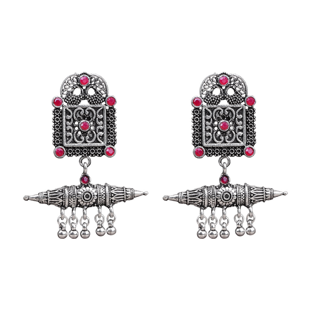 Chakor swirls Gunghroo Dangler earring (Red)