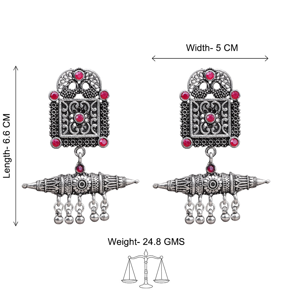 Chakor swirls Gunghroo Dangler earring (Red)