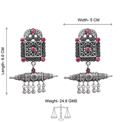 Chakor swirls Gunghroo Dangler earring (Red)