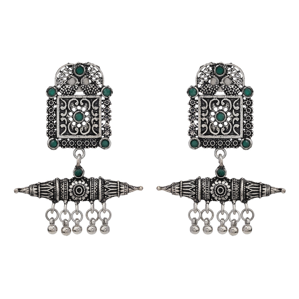 Chakor swirls Gunghroo Dangler earring (Green)