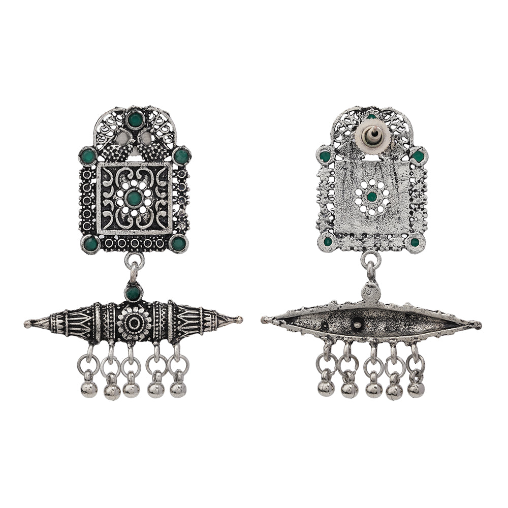 Chakor swirls Gunghroo Dangler earring (Green)