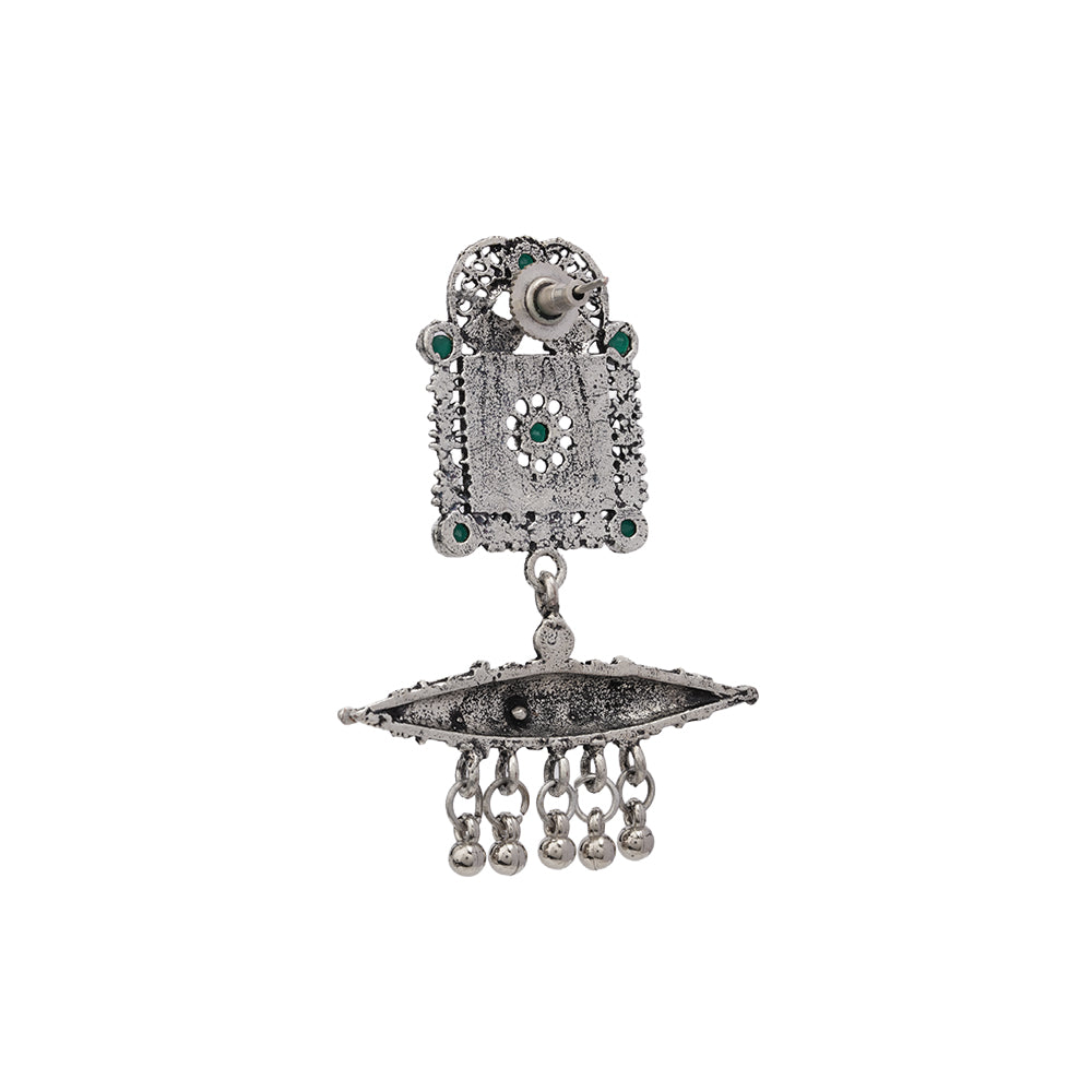 Chakor swirls Gunghroo Dangler earring (Green)