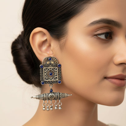 Chakor swirls Gunghroo Dangler earring (Blue)