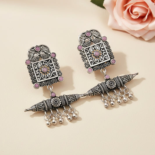 Chakor swirls Gunghroo Dangler earring (Baby Pink)