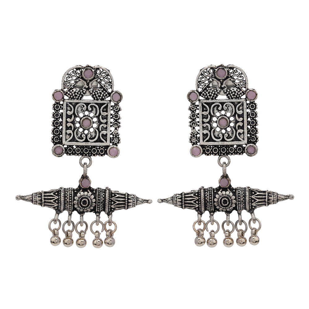 Chakor swirls Gunghroo Dangler earring (Baby Pink)