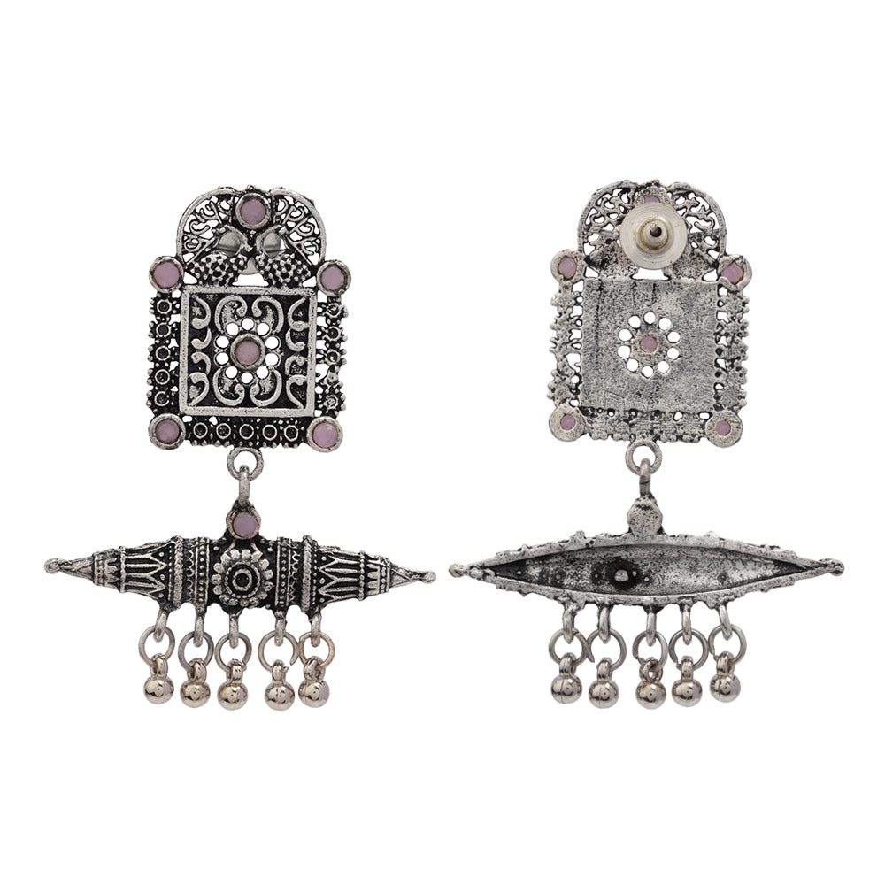 Chakor swirls Gunghroo Dangler earring (Baby Pink)