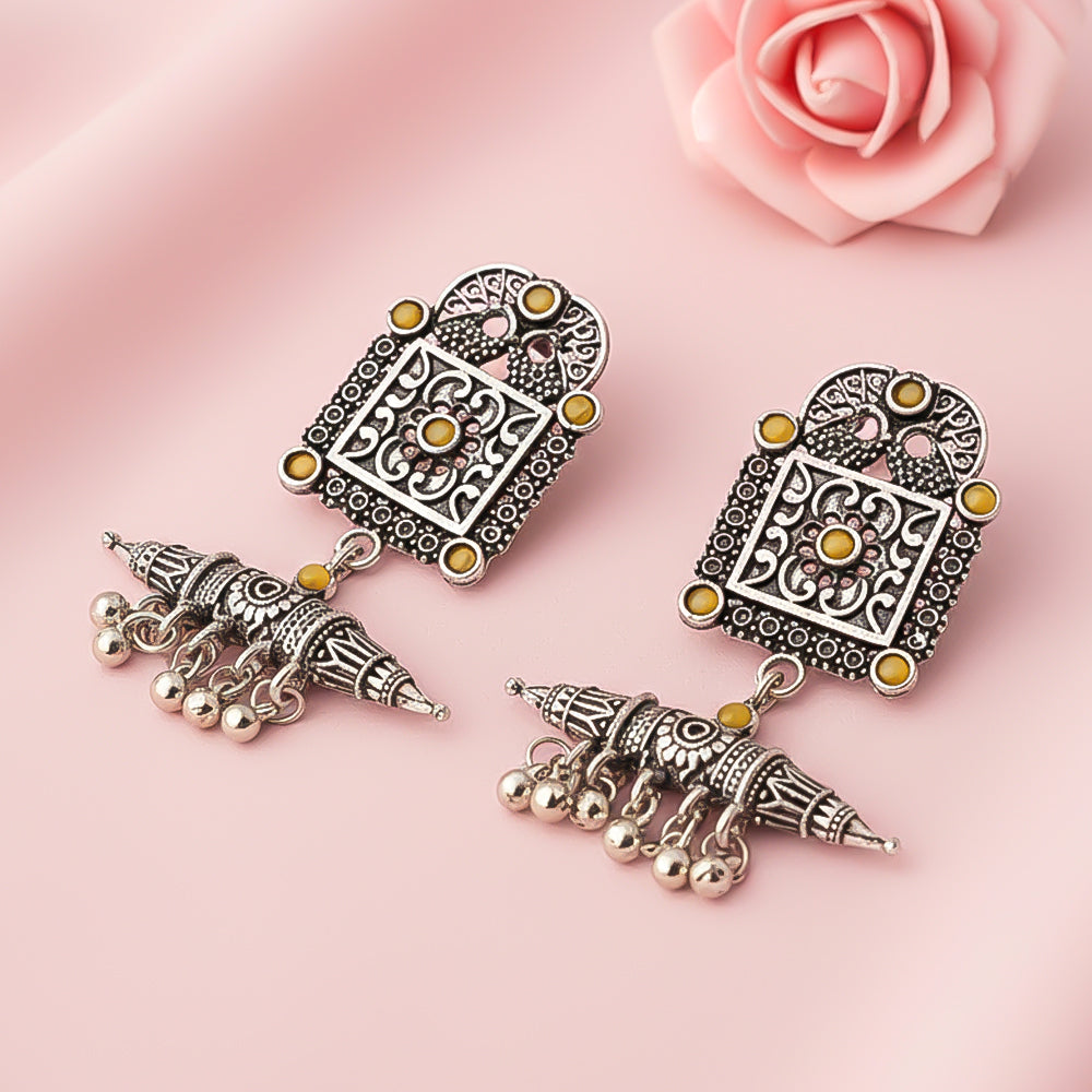 Chakor swirls Gunghroo Dangler earring (Yellow)
