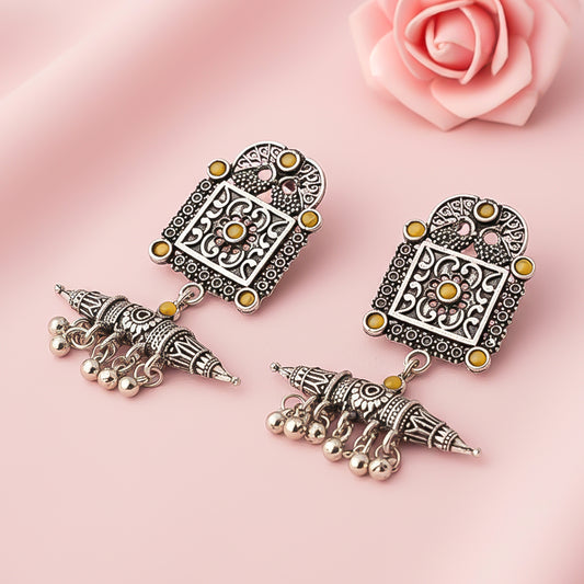 Chakor swirls Gunghroo Dangler earring (Yellow)