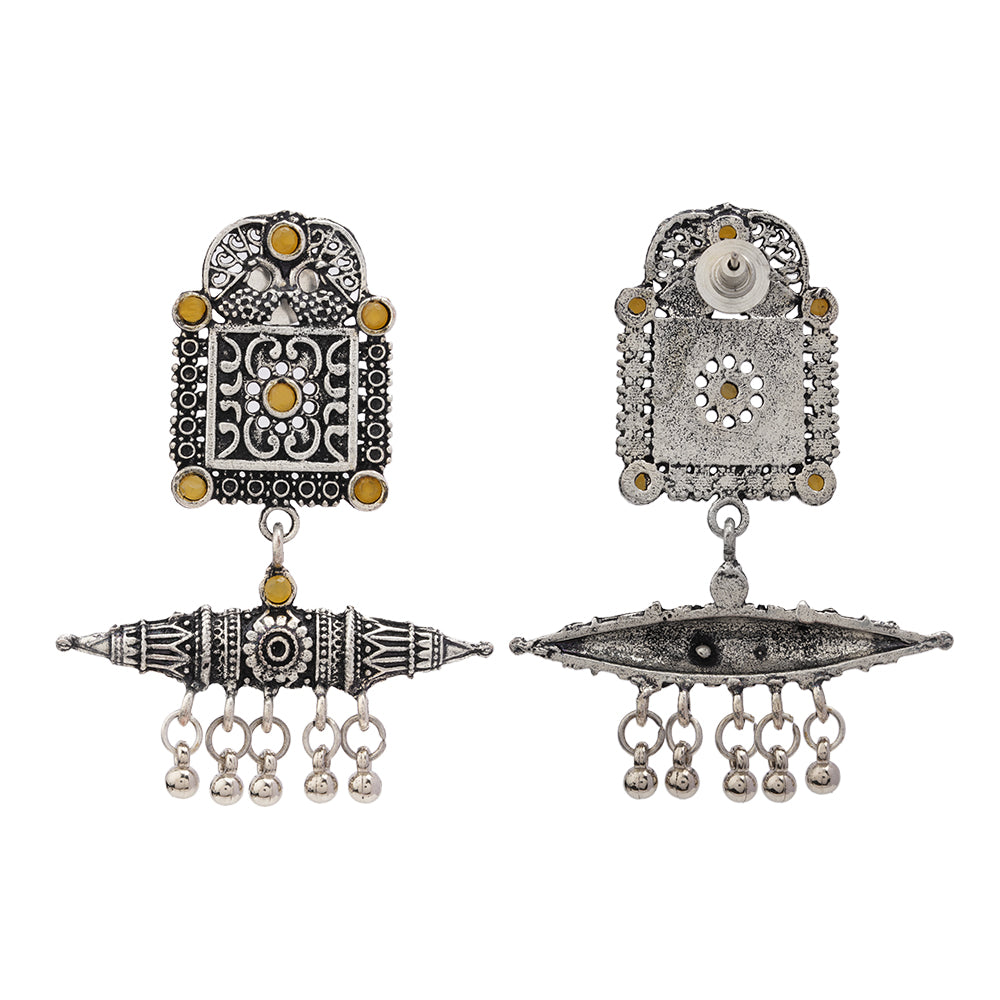 Chakor swirls Gunghroo Dangler earring (Yellow)
