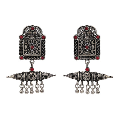 Chakor swirls Gunghroo Dangler earring (Dark Red)