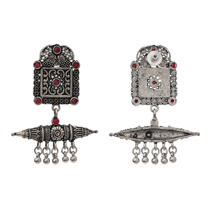 Chakor swirls Gunghroo Dangler earring (Dark Red)