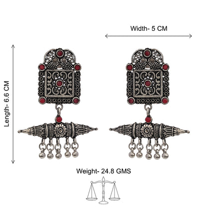Chakor swirls Gunghroo Dangler earring (Dark Red)