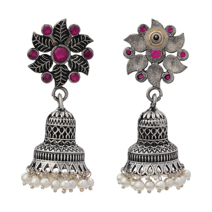 Fearless flower jhumki earring (Red)
