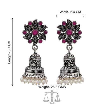 Fearless flower jhumki earring (Red)