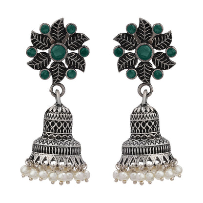 Fearless flower jhumki earring (Green)