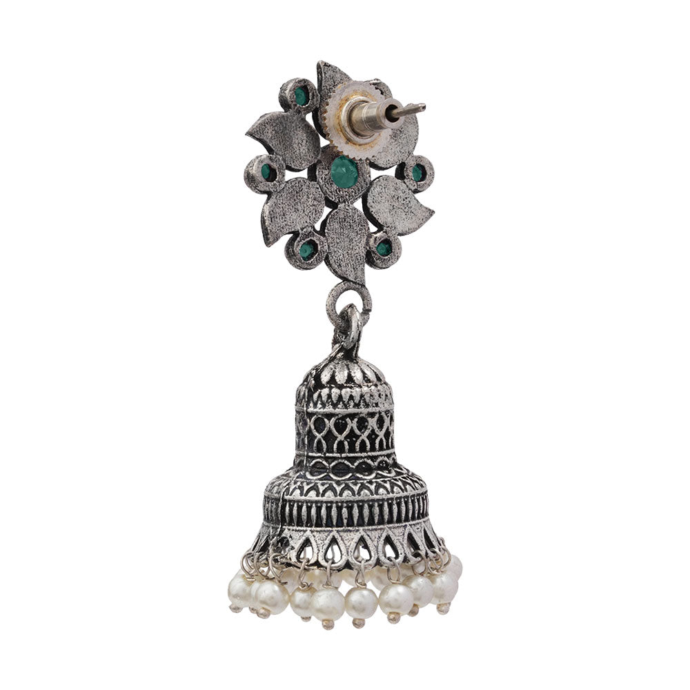 Fearless flower jhumki earring (Green)