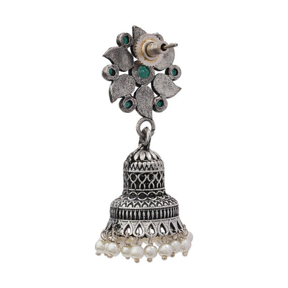 Fearless flower jhumki earring (Green)