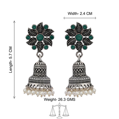 Fearless flower jhumki earring (Green)