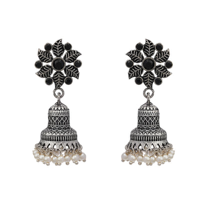 Fearless flower jhumki earring (Black)