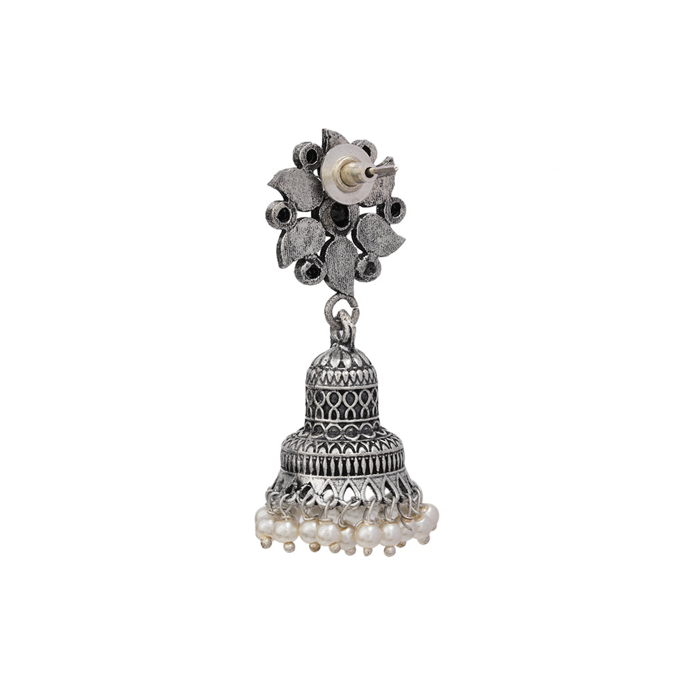 Fearless flower jhumki earring (Black)