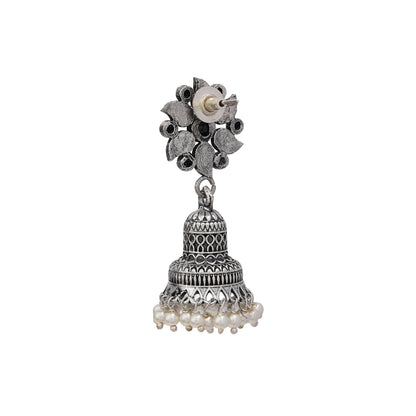Fearless flower jhumki earring (Black)