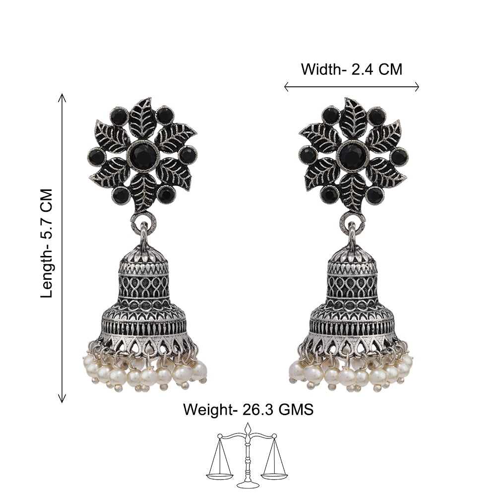 Fearless flower jhumki earring (Black)